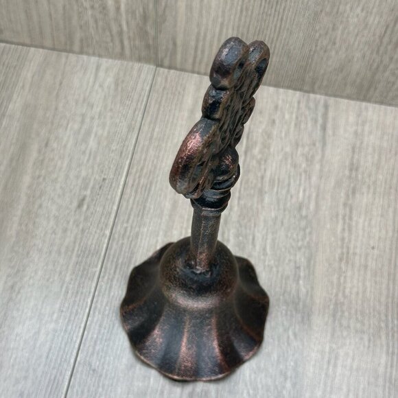 Vintage Cast Iron Handheld Bell Tabletop Décor Ornate School Church Farm Cottage - Picture 6 of 9